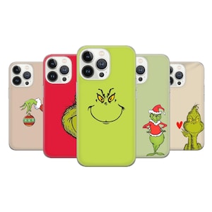Custodia per telefono natalizia Grinch divertente - Cover artistica invernale natalizia per iPhone 16 Pro Max 15 14 13 12 11 Plus, Samsung S24 Ultra S23 S22 S21 S20