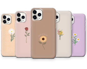 Süße Minimalist Handyhülle Blumen passend für iPhone 15 Pro Max, 14 Plus, 13, 12, 11, XR & Samsung S24, S23, A54, A53, Pixel 8 Pro, 7