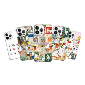 Miffy und Yoshimoto Nara Handyhülle japanische Ästhetik für iPhone 15 Pro Max, 14 Plus, 13 Pro, 12, 11, Samsung S24 Ultra, Pixel 8 Pro, 7A