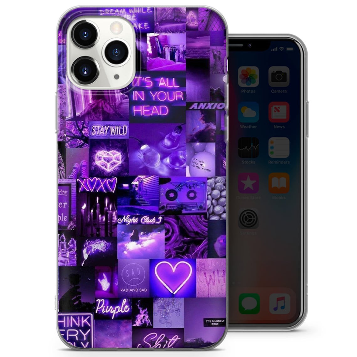 Purple Aesthetic Phone Case Collage Cover fit for iPhone 12 | Etsy