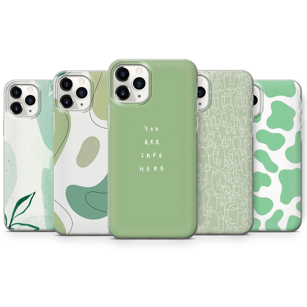 Sage Green Swirl Phone Case Indie Y2K Trippy Cover Fit for iPhone 15