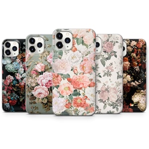 Vintage Roses Phone Case Pretty Floral Cover fit for iPhone 15 Pro Max, 14 Plus, 13, 12, 11, XR & Samsung S24, S23, A54, A53, Pixel 8 Pro, 7