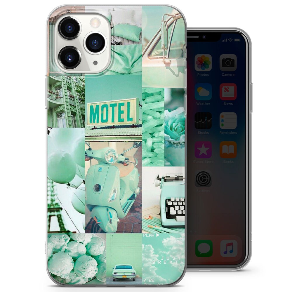 Mint Colored Phone Case Collage Cover Fit For Iphone 13 12 Etsy Ireland