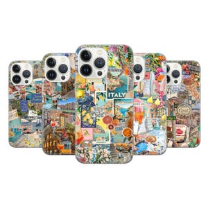 Capa de celular de verão da Itália - Capa de colagem cítrica de viagem à Costa Amalfitana para iPhone 15 Pro Max 14 13 12 11 Xs SE Plus, Samsung S24 Ultra S22 S21 S20