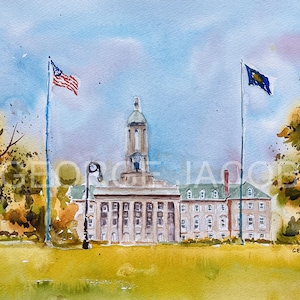 Impressões em aquarela e cartões de anotações da Penn State University/Cartão de agradecimento do empregador/Presente de formatura/Cartões de anotações de convocação/Cartazes da Penn State