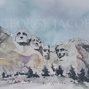 Mount Rushmore Watercolor prints/ USA National parks/ Monuments/ Collectors item/ US Landmarks/ Mount Rushmore art prints