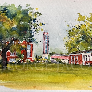 Liberty University  Watercolor Print -Graduation Gifts/ Liberty University pictures/ University memoire Prints