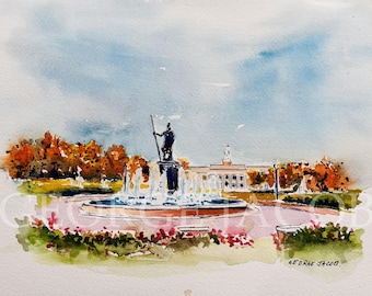 Troy University  Watercolor Print -Graduation Gifts/ Troy University pictures/ University memoire Prints