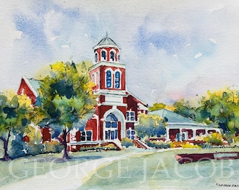 Lee University, TN   Watercolor Print -Graduation Gift/ Lee  University notecard/ Lee University Cleveland   memoire Print