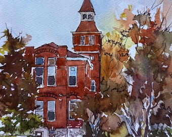 Michigan State University Watercolor Print – Linton Hall Art, Graduation Gift