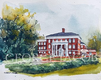 University of Mary Washington Watercolor – Lee Hall Print, Graduation Gift