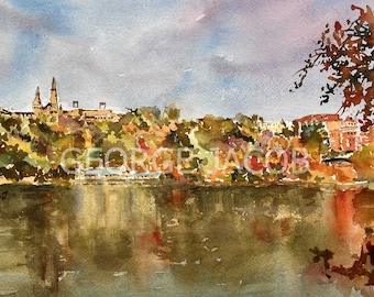 Georgetown University & watercolor  prints and Graduation Thank You Cards/Georgetown note cards/Convocation gifts/ Georgetown University art