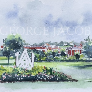 Impression aquarelle Alabama A et M-cadeaux de remise des diplômes/carte pour correspondance Alabama A&M/affiche Alabama/impressions Alabama A et M/cadeau de remise des diplômes universitaires