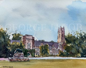 Rhodes College, Memphis TN  Watercolor Print -Graduation Gifts/  University pictures/ University memoire Prints