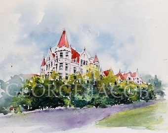 Chicago State University Watercolor Print -Graduation Gifts/ Chicago State University notecard/ Chicago landmarks/ Chicago University Prints