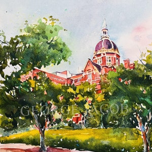 John Hopkins University watercolor prints and notecards/ John Hopkins graduation/white coat ceremony/Billings art prints/ John Hopkins art