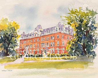Tuft University Watercolor Print -Graduation Gift/ Tuft University notecard/ Tuft  poster/ Tuft University memoire Print