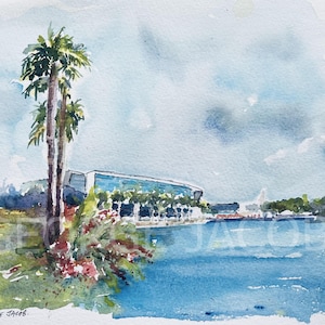 Impression aquarelle de l'Université de Miami-cadeau de remise des diplômes/carte de correspondance de l'Université de Miami/affiche de Miami/impression de mémoire de l'Université de Miami