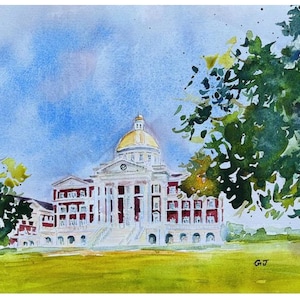 Impressões em aquarela da CNU/ Cartões de anotações da CNU/ Decoração de dormitório da CNU/ Presente de formatura/ Cartões de anotações de convocação/ Pôsteres da Christopher New Port University