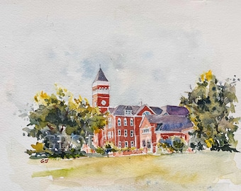 Clemson University Watercolor Print -Graduation Gifts/ Clemson  notecard/ Clemson poster/ Clemson memoires/ Clemson Prints/ gift