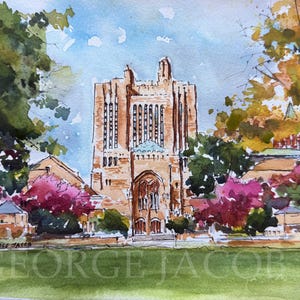 Yale University Watercolor Print -Graduation Gift/ Yale University notecard/Yale University  poster/ Yale University memoire Print