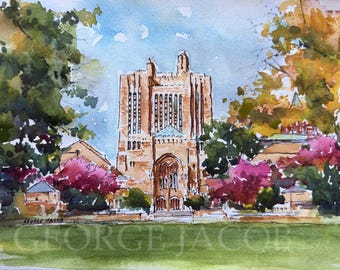 Yale University Watercolor Print -Graduation Gift/ Yale University notecard/Yale University  poster/ Yale University memoire Print