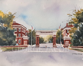 Philadelphia University Campus Watercolor Art Print - Historic College Architecture Painting, Graduation/Alumni Gift, North Philly Landmarks