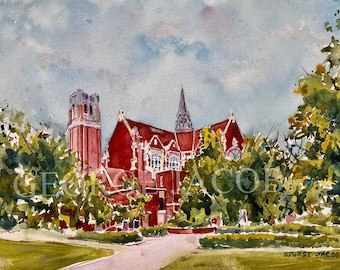 University of Florida Watercolor Print: Century Tower & Auditorium