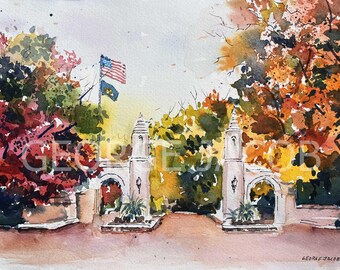 Indiana University Watercolor Print -Graduation Gift/ Indiana University notecard/ Indiana  poster/ Indiana University memoire Print