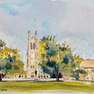 Duke Durham Watercolor Print -Graduation Gift/ Duke Durham notecard/ Duke Chapel poster/ Duke memoire Print