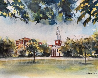 University of Kentucky Memorial Hall Watercolor - Hand-Painted UK Alumni Art - Archival Cold Press Paper Print - Lexington KY Heritage Decor