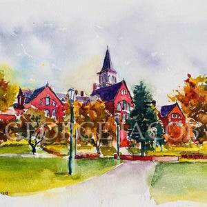 Impression aquarelle de l'Université du Vermont-cadeaux de remise des diplômes/carte pour lettres de l'Université du Vermont/affiche de l'université/impressions de mémoires d'université