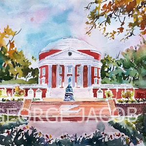 U von Virginia Aquarelldrucke & Grußkarten / Employer Dankeskarte / Abschlussgeschenk / Einladungskarte / Universität von Virginia