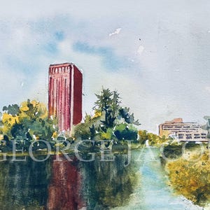 University of Massachusetts Watercolor Print -Graduation Gifts/ University of Massachusetts poster/ University memoire Prints