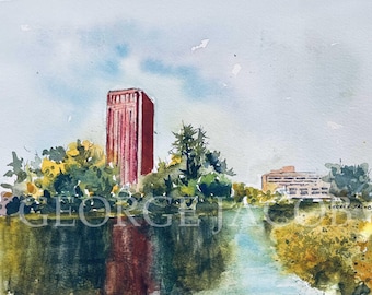 University of Massachusetts Watercolor Print -Graduation Gifts/ University of Massachusetts poster/ University memoire Prints