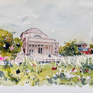 Impression aquarelle de l'Université de Columbia - Cadeaux de remise des diplômes / Cartes de correspondance / Poster de l'Université de Columbia / Impressions de souvenirs de l'Université de Columbia