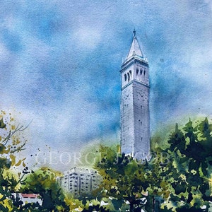 Impresiones de acuarela y tarjetas de notas de UC Berkeley/Tarjeta de agradecimiento para el empleador/Regalo de graduación/Tarjetas de notas de convocatoria/Universidad de California