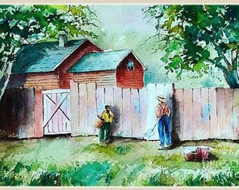 Huckleberry Finn  Watercolor Print -Kids Gift/ Huckleberry Finn notecard/ Huckleberry Finn poster/ American historical
