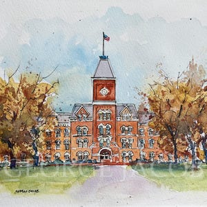 Impression aquarelle de l'Ohio State University-cadeau de remise des diplômes/carte de correspondance de l'Ohio State University/impression des mémoires de l'Ohio State University
