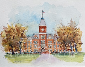 Ohio State University  Watercolor Print -Graduation Gift/ Ohio State University notecard/ Ohio State University  memoire Print