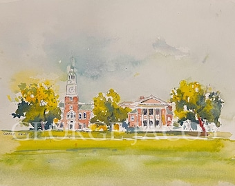Dartmouth College Baker Berry Library Watercolor Print, Graduation Gift, Hanover NH Art, Handmade College Poster or Notecard