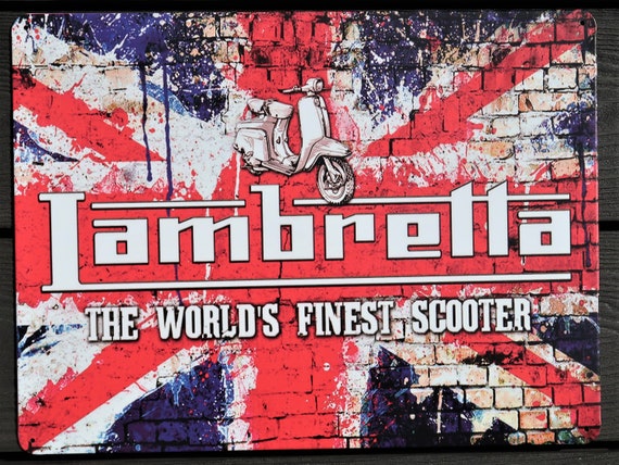 Lambretta Scooter Cast Iron Metal Sign Wall Plaque Car Garage Workshop Man Cave 