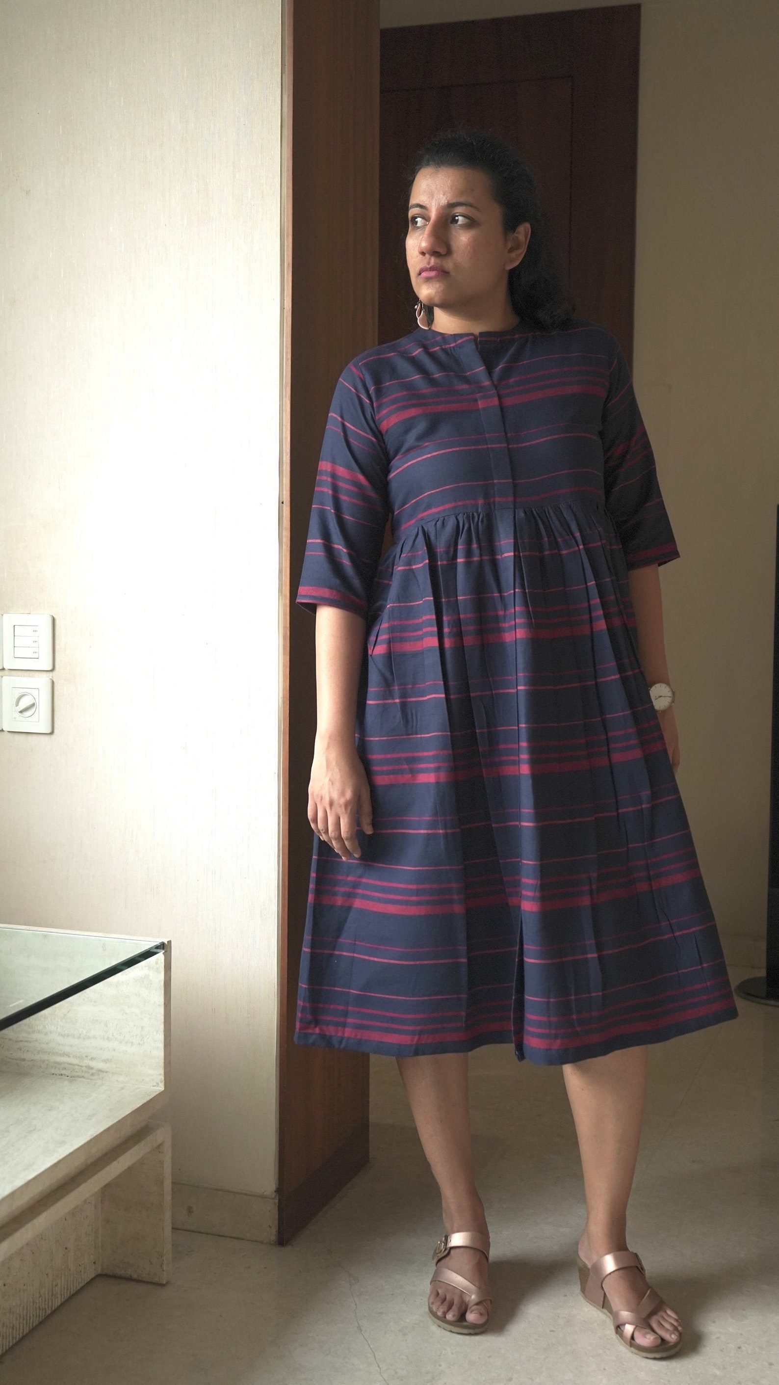 Rayon Striped Casual Dress. Etsy