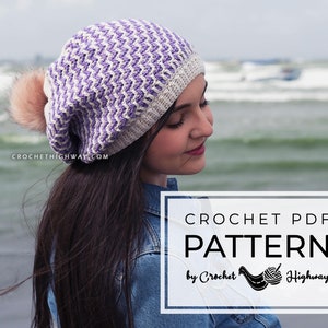 Steppingstone Beanie CROCHET PATTERN, crochet beanie pattern, crochet hat pattern, slouchy beanie pattern, crochet toque, beanie hat pattern