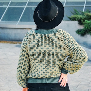 Scorpio Raglan CROCHET PATTERN, reversible sweater, reversible crochet, reversible pattern, top down raglan, interwoven crochet pattern image 9