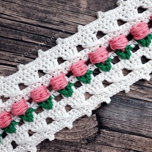 For the Love of Tulips Headband CROCHET PATTERN, bookmark crochet pattern, crochet headwrap pattern, crochet tulip headband, summer headband image 7