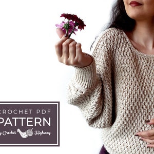 Cosmopolitan Sweater CROCHET PATTERN, crochet jumper, crochet sweater pattern, batwing sweater, size inclusive crochet sweater