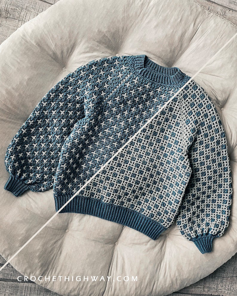 Scorpio Raglan CROCHET PATTERN, reversible sweater, reversible crochet, reversible pattern, top down raglan, interwoven crochet pattern image 6
