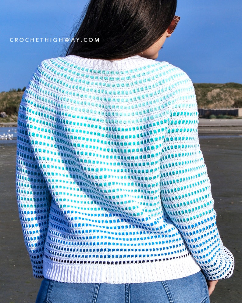 Libra Pullover CROCHET PATTERN, seamless crochet sweater, easy crochet sweater pattern, crochet pullover, crochet yoke, pullover pattern image 4