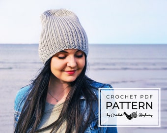 2x2 Crochet Hat CROCHET PATTERN, crochet beanie pattern, crochet hat pattern, slouchy beanie pattern, crochet knit look pattern, knit hat